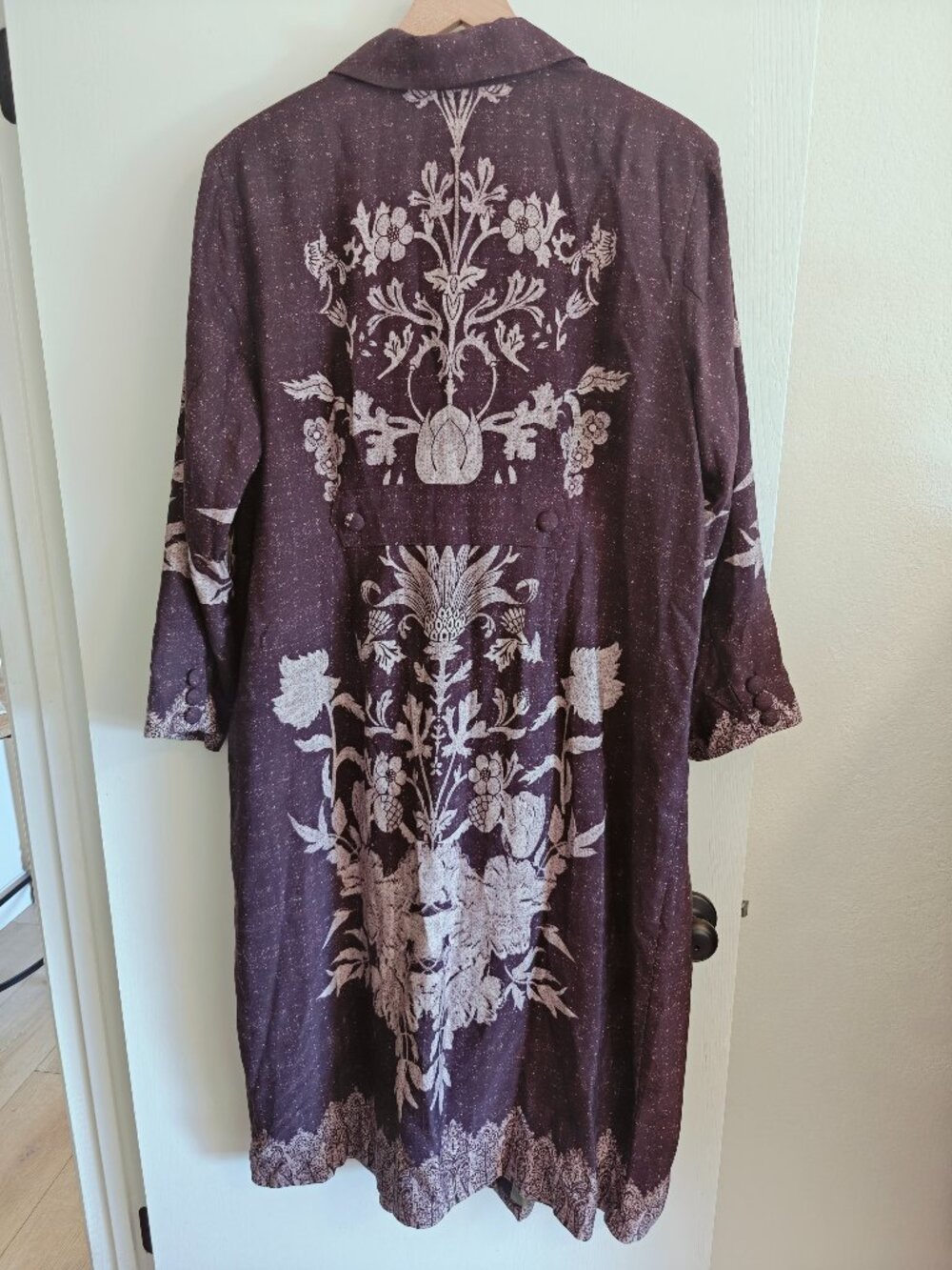 Soft Surroundings Masterpiece Duster XL Plum Floral Long Coat Jacket - Picture 4 of 9